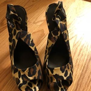 Leopard Print Peep Toe Heels